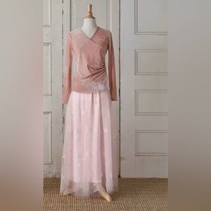 Elestory Pink Tulle Maxi Winter Wonderland Skirt